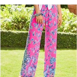 Lilly Pulitzer Pink and Blue Wide Leg Pants